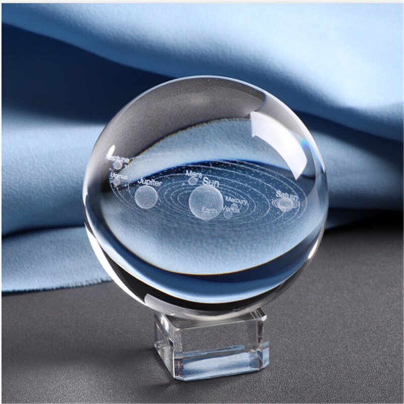 Bola de cristal del Sistema Solar para decoración, modelo de planetas en miniatura 3D, esfera de cristal, adorno de globo, Decoración de mesa, Navidad, 6cm
