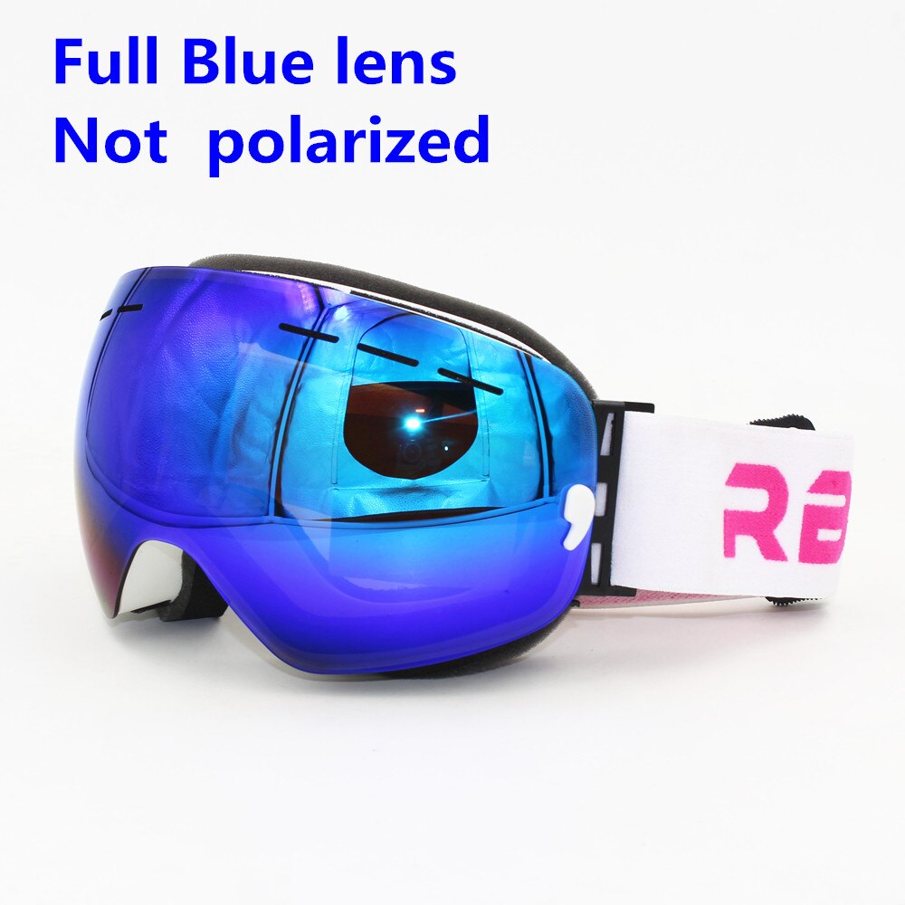 Rbworld merk grote skibril dubbele lens  uv400 anti-condens volwassen snowboard skibril dames heren gepolariseerde sneeuwbril