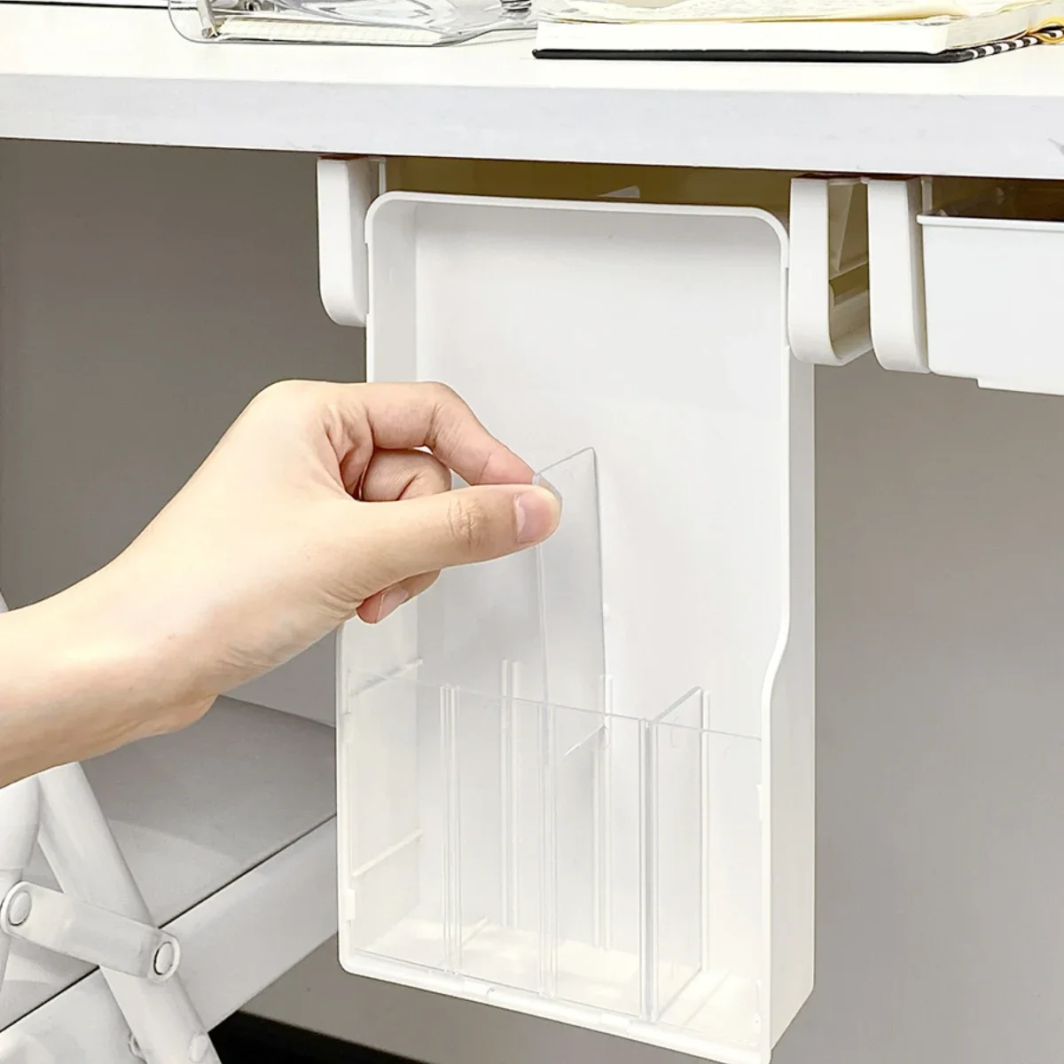 Caja de almacenamiento adhesiva con cajón oculto debajo de la Mesa, escritorio de oficina, papelería de gran capacidad, organizador de estante inferior para mesa de cosméticos