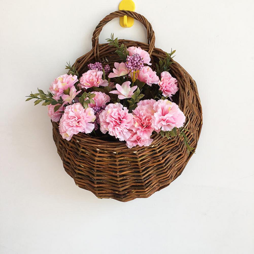 Plant Hanging Basket Pastoral Round Ornamental Multi-purpose Wicker Hanging Baskets Flower Baskets Gardening Supplies