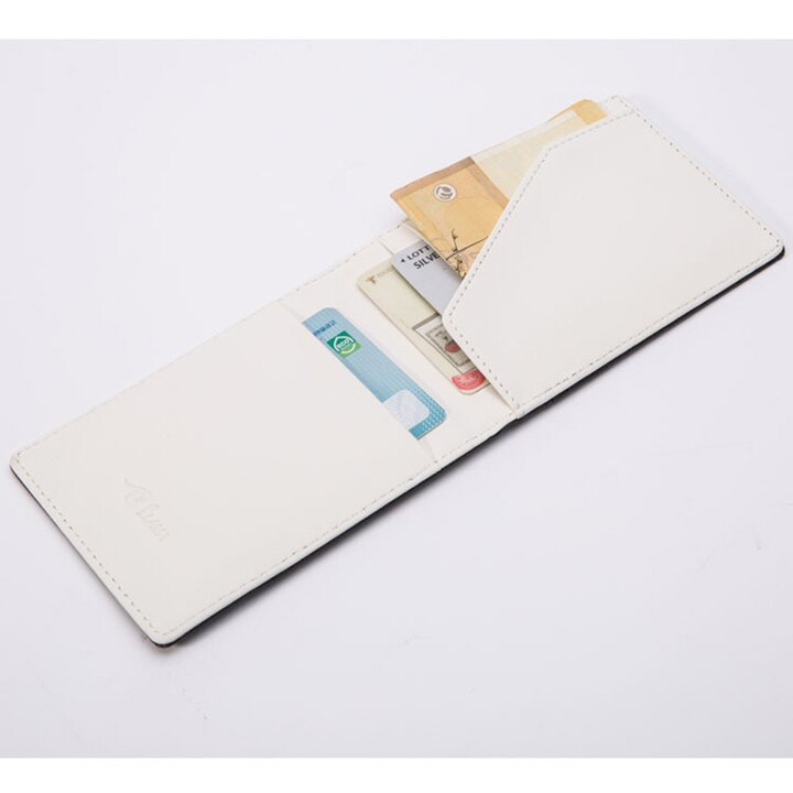 Koreansk pu tegnebog personlighed farverig klippose kort åben stor pengeseddel tegnebog: Hvid