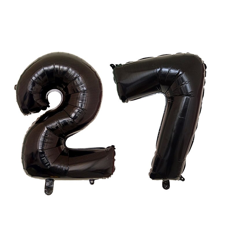 2pcs/lot 32 40inch Rose Gold Number 27 Foil Balloons Happy Birthday Decorations Supplies Girl 27th Years Old Party Decor: Black / 32inch