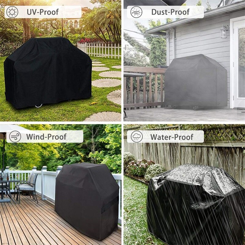 Waterproof BBQ Grill Cover Barbeque Cover Anti Dust Rain UV For Gas Charcoal Electric Barbe Barbecue Accessories Outdoor Garden