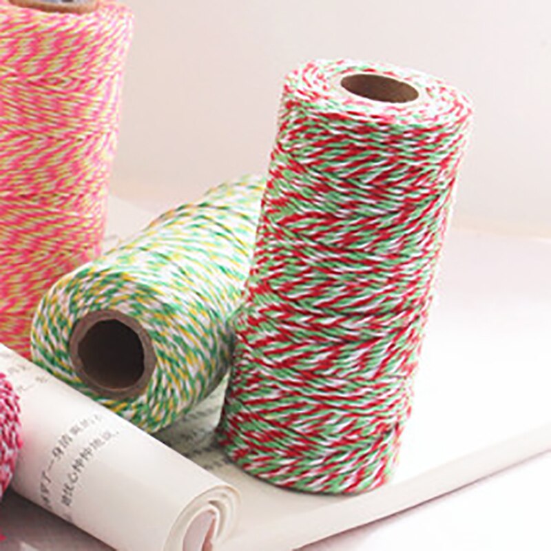 100Yard Cotton Natural Burlap Cotton Cords Rope For Home Decor Handmade Christmas Packing Craft DIY Scrapbooking Wrap: Green White Yellow