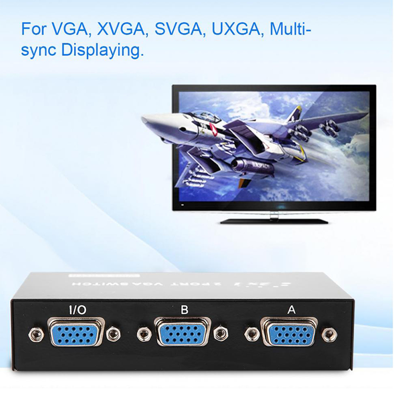 2 in 1 heraus VGA Umschalter Splitter Daten Synchronisation VGA Monitor schalten Unterstützt VGA/XVGA/SVGA/UXGA und Multisync Anzeige