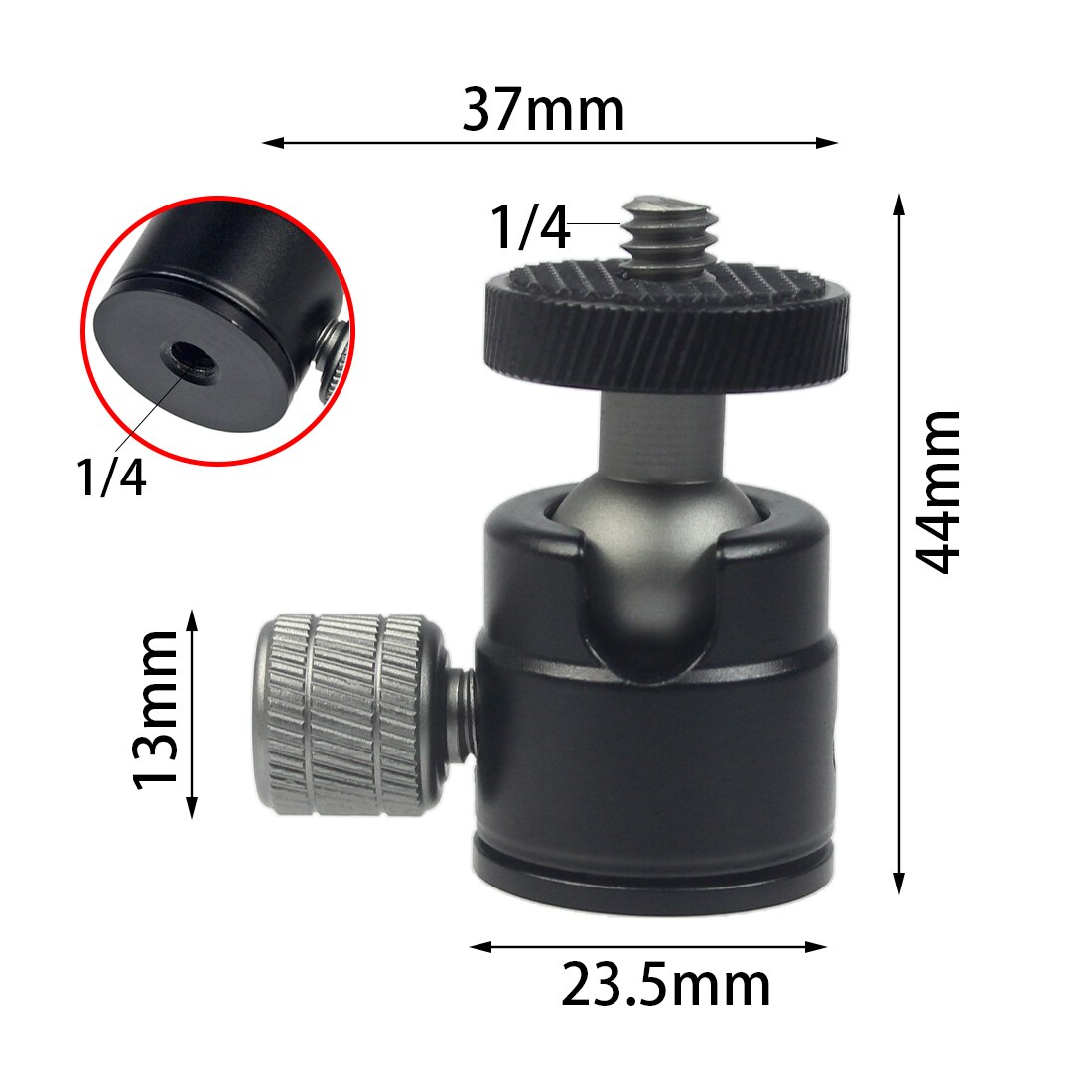 Mini BallHead 360 Swivel 1/4 Screw Tripod Ball Head Lock Knob for DSLR Camera Monopod Flash Light Stand Video Photo Accessories: Upgraded Grey