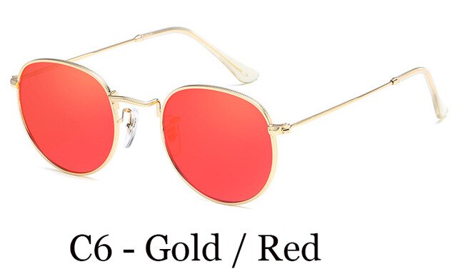 Lvvkee metalliset retro pyöreät aurinkolasit naisten klassiset hd polarisoidut aurinkolasit miehille ajo oculos de sol naaras: C6