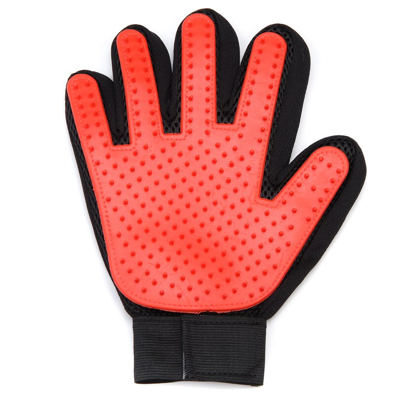 Guante para el cuidado del pelo de gato, guante para quitar el pelo, peine de silicona, guantes para cepillar de manera suave y eficiente, para masaje de limpieza de mascotas y perros: 1pc red right