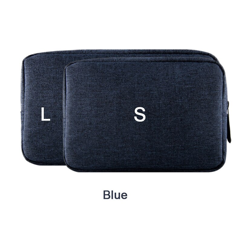 Waterproof Travel Storage Bag Portable Electronics Digital USB Earphone Charger Data Cable Organizer Cosmetic Pouch Case: S / Blue