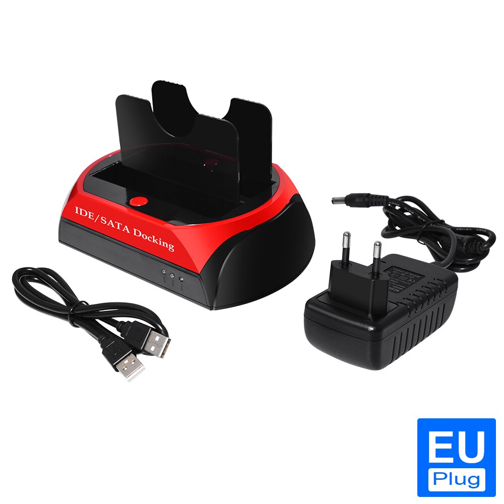 Caja de disco duro HDD IDE de 3,5 pulgadas, carcasa de disco duro de 2TB para ordenador portátil, USB 2,0/Tipo C a 2 SATA de 2,5 ''y 3,5'': EU plug