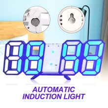 Reloj alarma de pared regulable, LED Digital grande, moderno, 3D, 21,2x8,3x3,5 cm, con pantalla de 12/24 horas