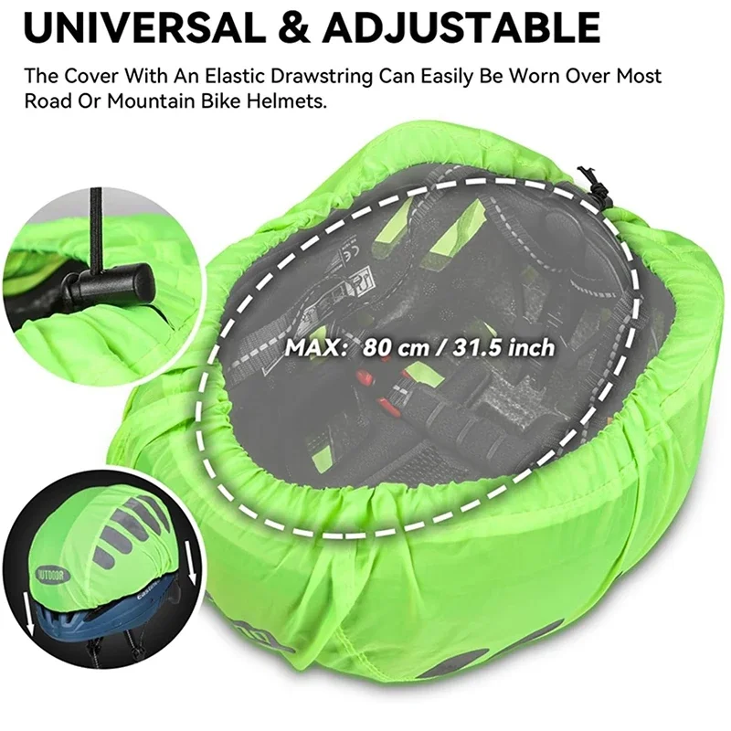 Cubierta impermeable para casco de bicicleta con tira reflectante, gorra para ciclismo de montaña y carretera, cubierta para lluvia, cubierta protectora de tela Oxford