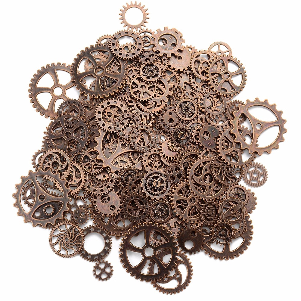 About 120g/lot DIY Jewelry Making Vintage Metal Mixed Gears Steampunk Gear Pendant Charms Bronze Bracelet Accessories