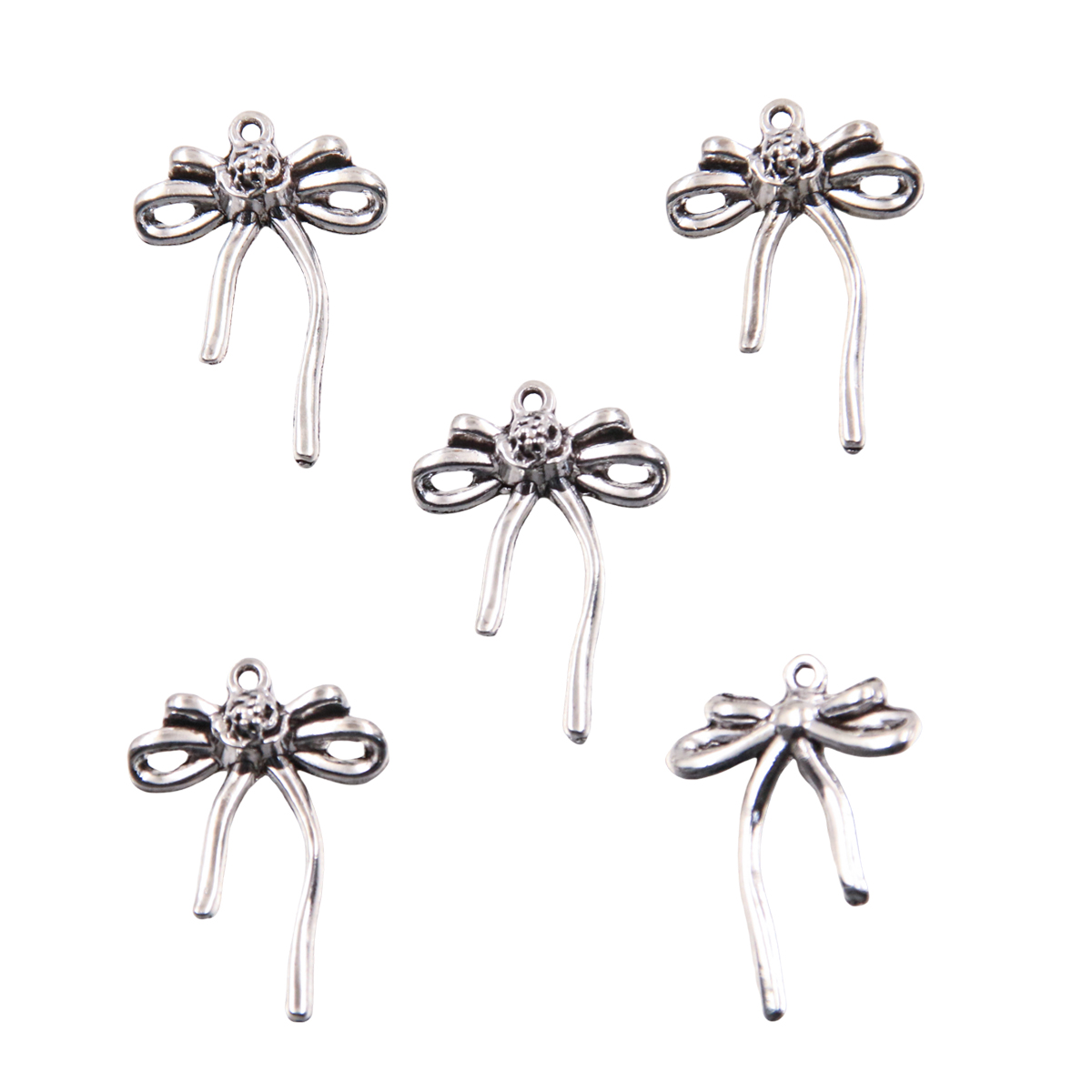 20Pcs 13 Style Metal Alloy Cute Hollow Bow Charms Pendants For Jewelry Making DIY Handmade Craft: Gold-color