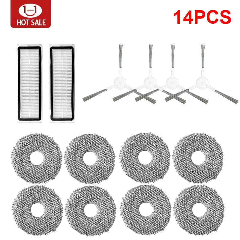 Para xiaomi robô vácuo s20 +/s10 plus/s10 +/b108gl/b105/b108cn b113cn peças acessórios filtro principal escova lateral mop: Laranja