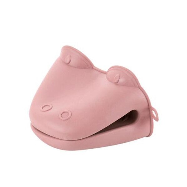 OYOURLIFE Cartoon Silicone Microwave Oven Gloves Oven Mitts Thickened Heat Resistant Slip-resistant Kitchen Gloves Pot Holder: Pink