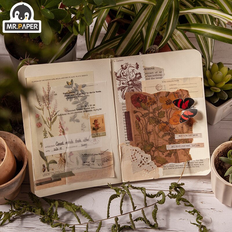 Mr.Paper 30pcs/pack 8 Designs Plant Material Paper Diary Scrapbooking Diary Planner Decorative DIY Craft Paper Stationery