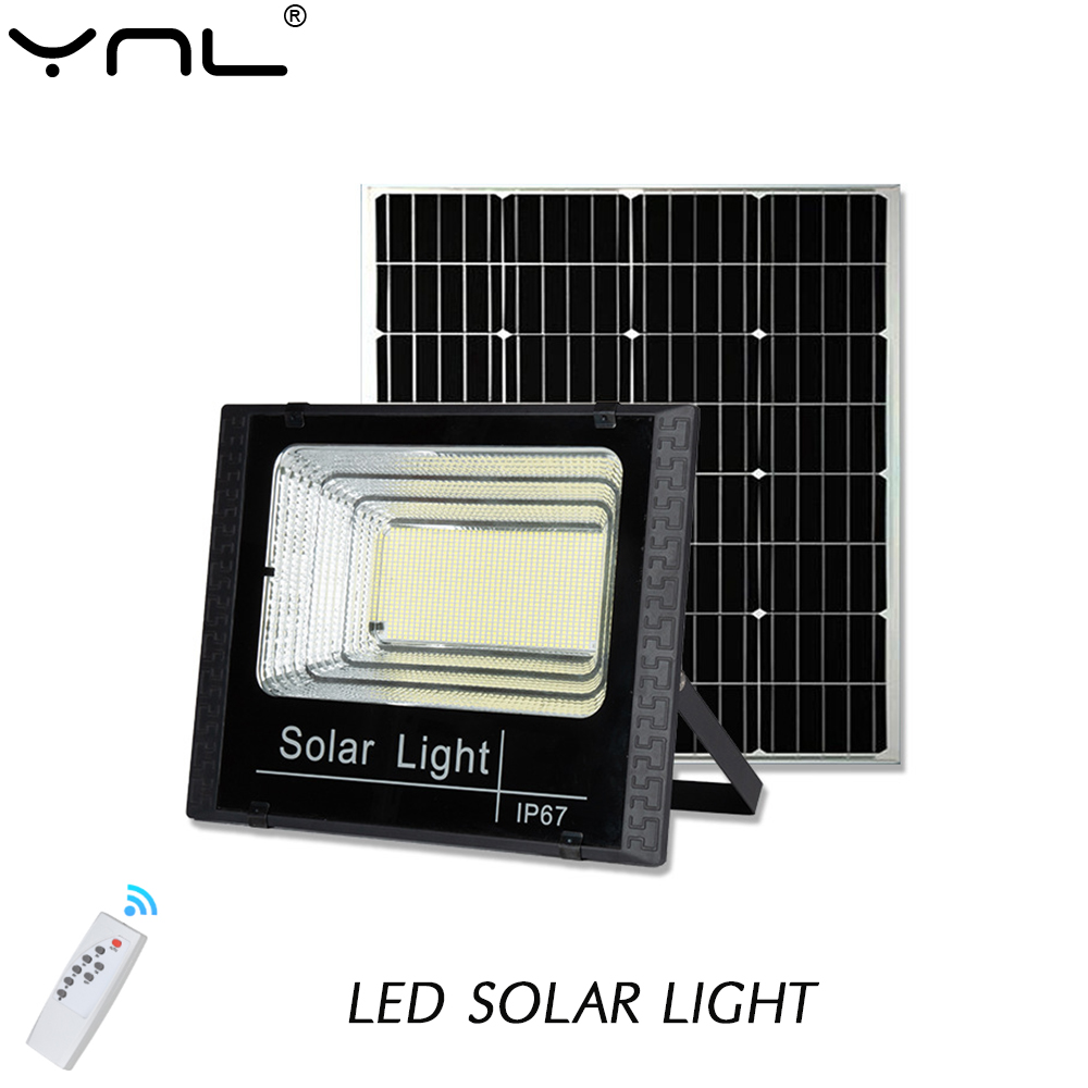 LED Solar Light Outdoor 50W 100W 200W 300W 500W Afstandsbediening Waterdicht IP67 LED Zonne-energie Spotlight Villa Straatverlichting