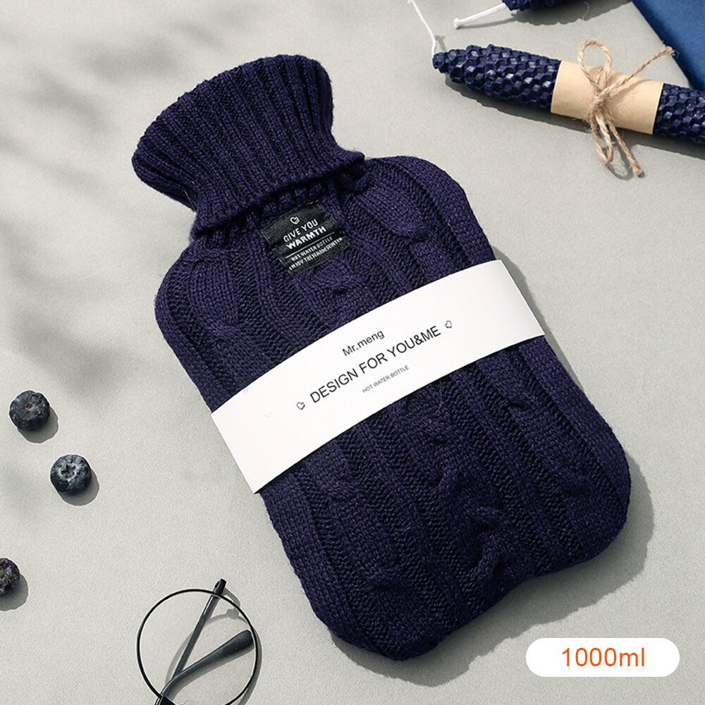 2000ml Water Bottle Knitted Cover Solid Color Water-filled Bag Cloth Cover Hand Warmer Winter Soft Water Bottle: G378708