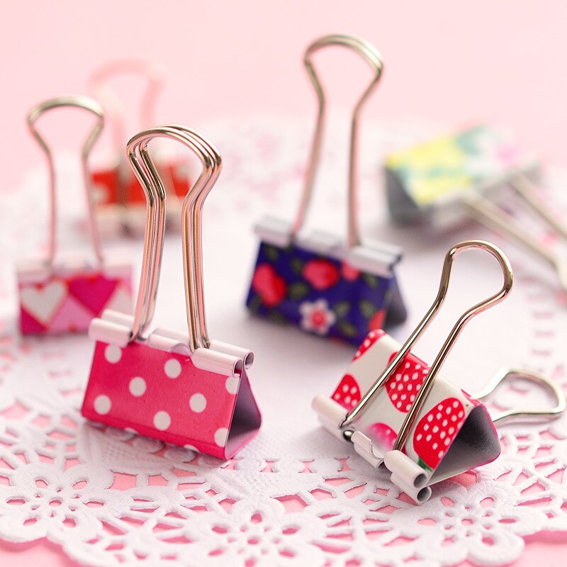 24pcs/box 19mm 25mm Small Stationery Lovely School Clamps Metal Paper Clip Bookmark