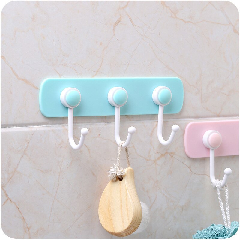 Kunststof 3 haken deurhaak keuken wandhanger blauwgrijze kleur duurzame keuken washanddoek deurhangers ruimtebesparende sleutelhouder rek