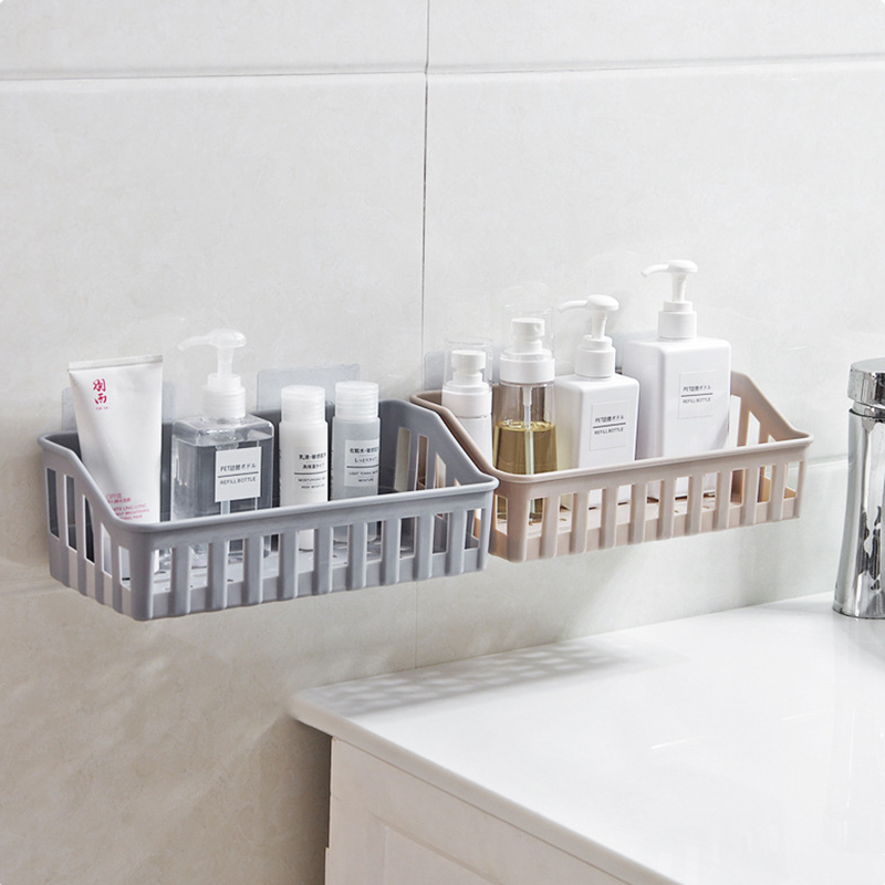 Wall Mounted Bathroom Storage Rack Plastic Bathroom Shelf Organizer for Shower Shampoo Holder Home Kitchen Rack Organizer