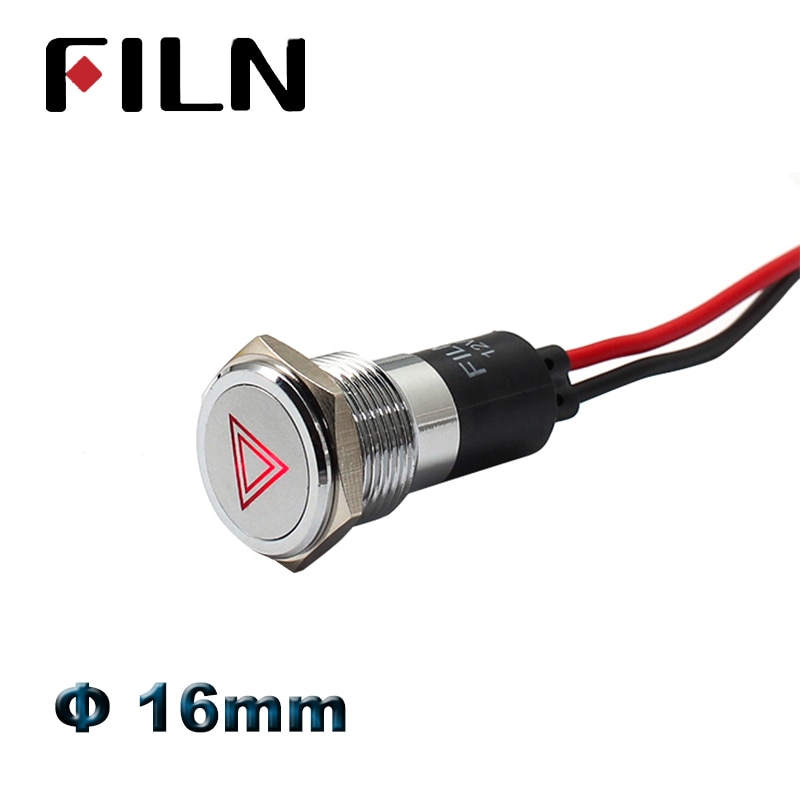 16mm LED metall anzeige licht Pilot lampe mit Auto Stiefel Armaturenbrett warnung Symbol 12v 24v 110v 220v verrotten grün anzeige lampe
