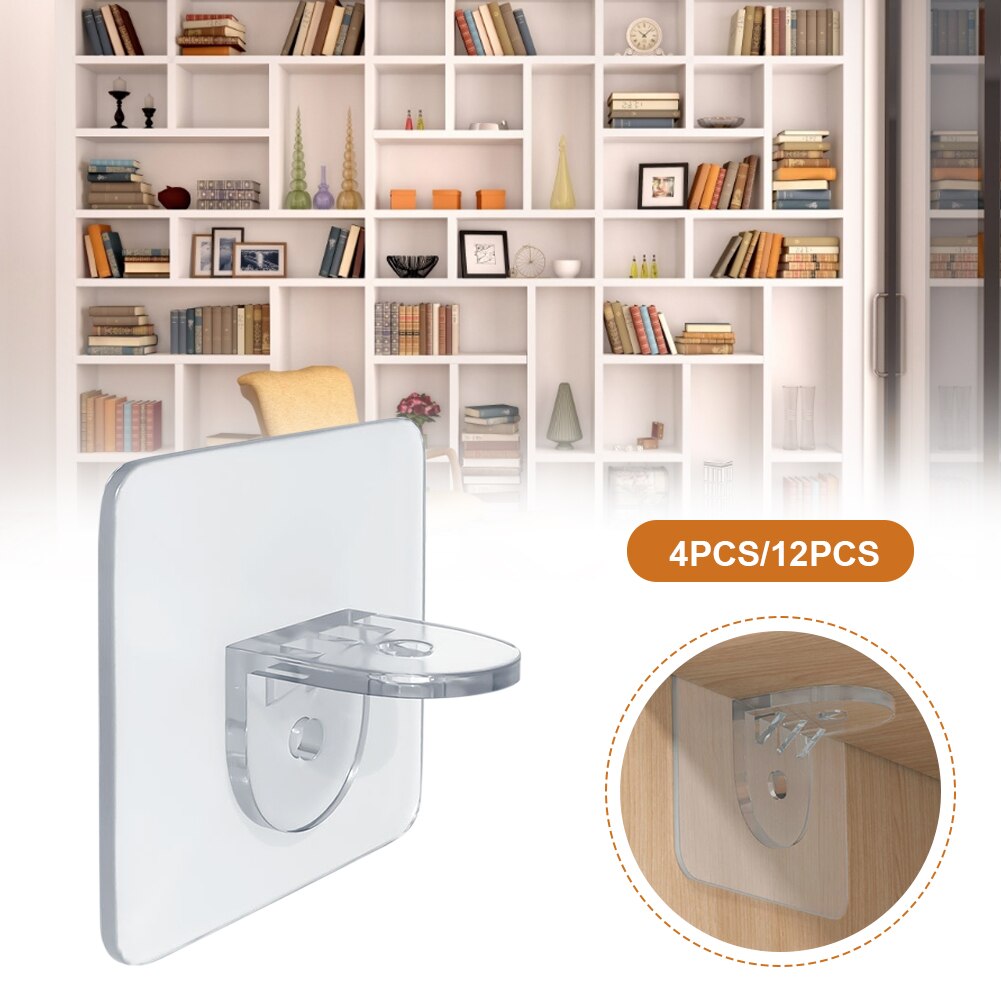 12Pcs Upgrade ABS Shelf Holder Plastic Shelf Support Clips Self Adhesive Pegs Closet Cabinet Shelf Bracket Home Storage Hooks