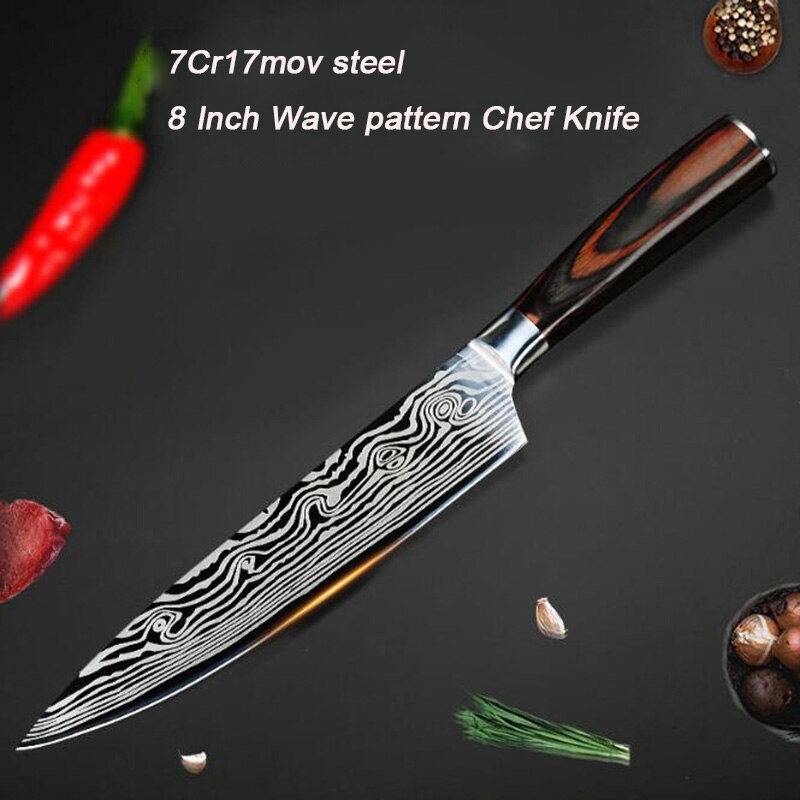 8 "tomme kokkeknive 7 cr 17 mov rustfrit stål santoku køkkenknive skarp knivkniv