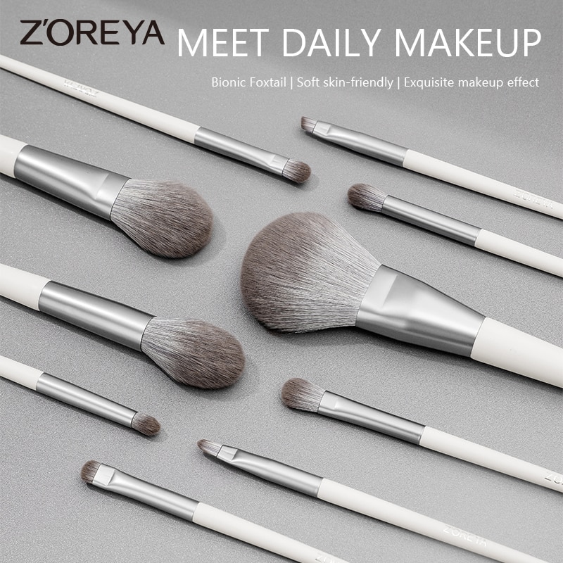 Zoreya-Juego de brochas de maquillaje, brochas profesionales de belleza, brocha de pelo sintético, brocha para polvos y base