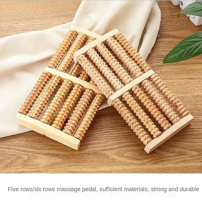 Masajeador de pies de madera de 6 filas, rodillo Shiatsu para aliviar el dolor y el estrés, rodillo masajeador para el cuidado de los pies, terapia de salud, herramienta de masaje relajante