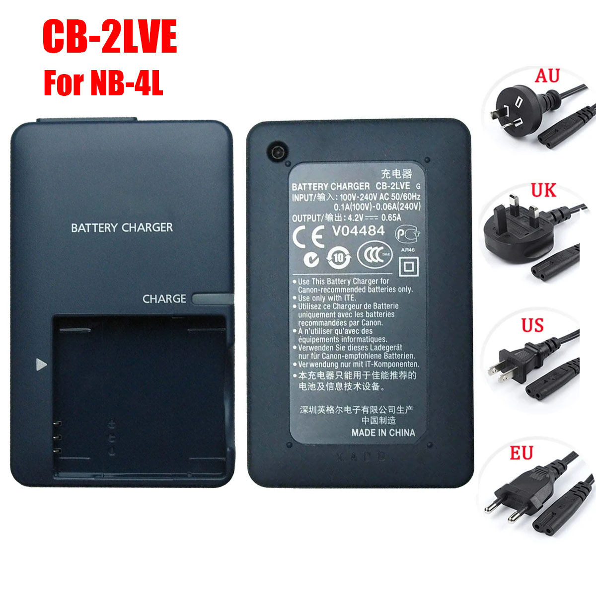 CB-2LVE CB-2LV Charger For Canon NB-4L Battery SD1000 IXUS 70 SD1100 SD750 SD630 SD600 SD450 SD430 SD400 SD40 SD30