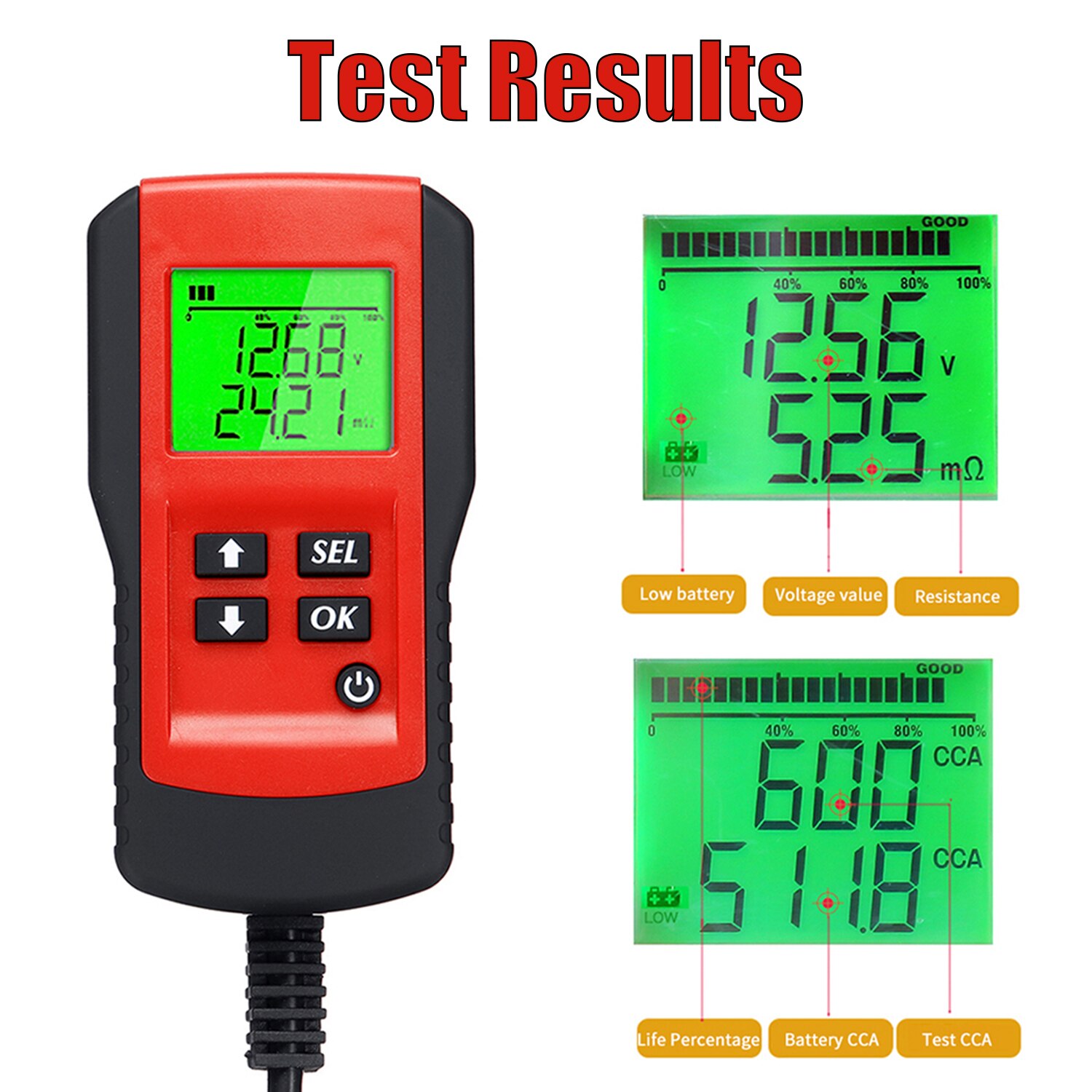 Battery Tester Car Battery Load Tester 12V 100-9999CCA Digital Battery Analyzer for Cars and