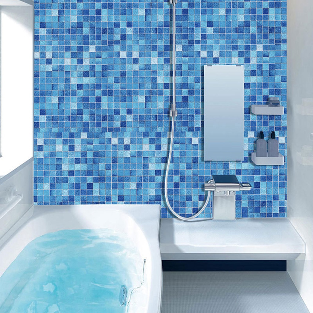 Keuken Olie Proof Blauw Vierkant Behang Zelfklevende Badkamer Badkamer Stickers 45X100Cm Waterdicht Home Decor Muur sticker #25