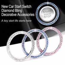 Accesorios decorativos para coche de 40mm/1,57 ", botón de inicio de automóvil, anillo decorativo de diamantes de imitación, embellecedor circular