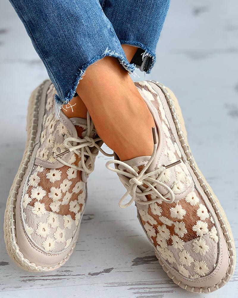 Platte schoenen dames casual oxfords holle veter ronde neus ademende vrouwelijke damesschoenen witte flats beige