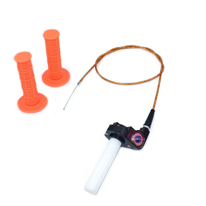 Handle Grip Motorcycle with 1/4 Quick Turn Throttle Dirt Pit Bike Motocross 7/8" Handlebar Hand Grips KTM CRF kayo Chinese bike: Silver-orange