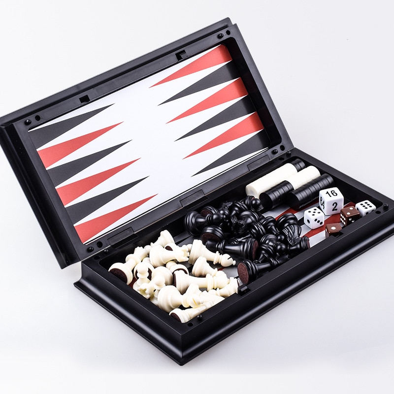 Opvouwbare internationale schaakset magnetische backgammon damset bordspel road schaakstukken collectie draagbaar bordspel
