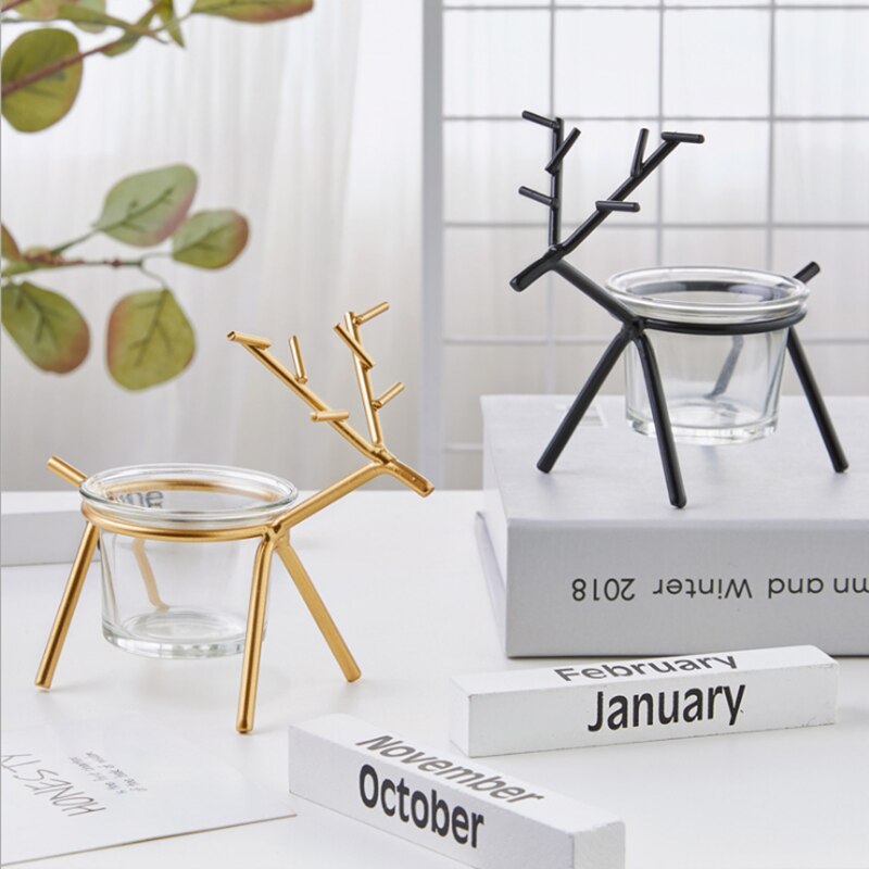 Bougeoir en fer forgé avec motif cerf, décoration de Table, salon, de noël bougeoir