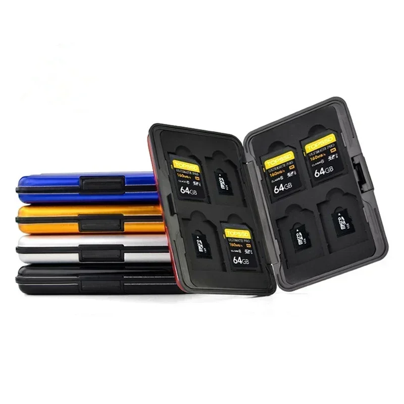 12 Slots Waterproof SD Card Case Micro SD Card Holder for Microsd Case Soft Foam Interior Memory Card Storage Box with Lanyard