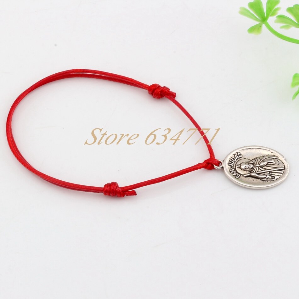 Heißer! 1 stücke Einstellbar Armbänder Rot Wachse seil Zink-legierung San Judas Charme Einstellbar Armband B-31