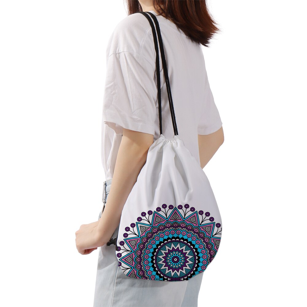 Deanfun Drawstring Backpack Colorful Mandala Flower 3D Printed Pouch Bag Drawstring Bag For Women D60341