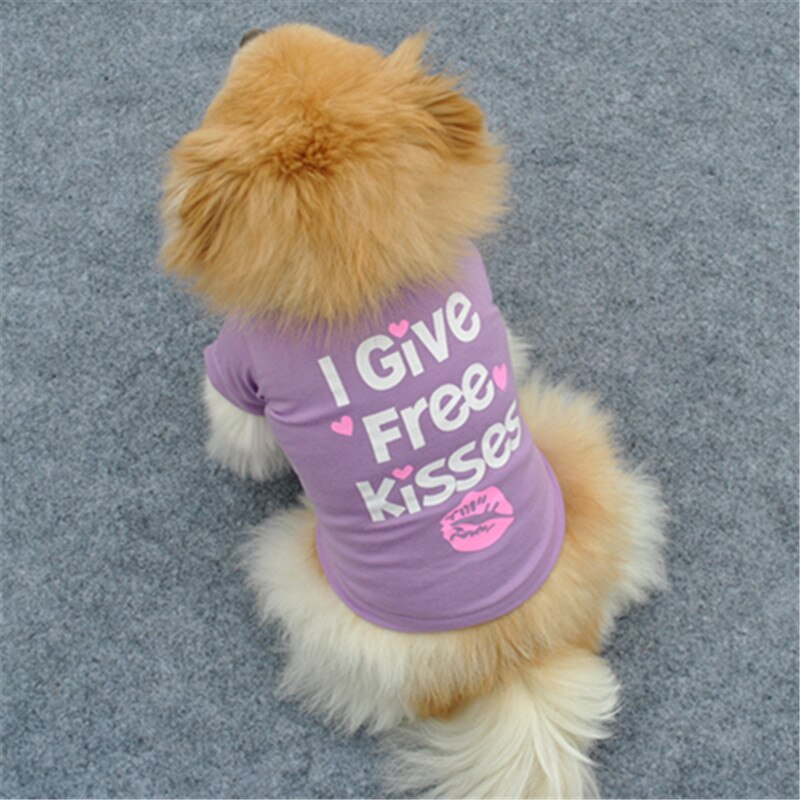 I Give Free Kisses Pattern Funny Dog Clothes for Labradors Summer Pet Clothes for Dogs Personality Puppy Clothes Pet Dog T Shirt