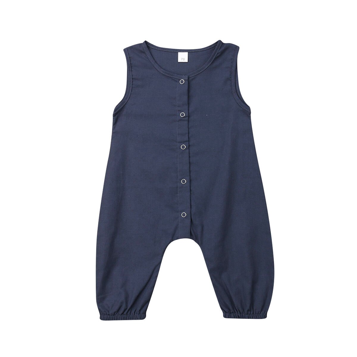 Neugeborenen Kleinkind Baby Jungen Mädchen Strampler Ärmelloses Sommer Baumwolle und Leinen lässig Baby Sunsuit Outfit Kleidung Gesamt: Marine Blau / 24M