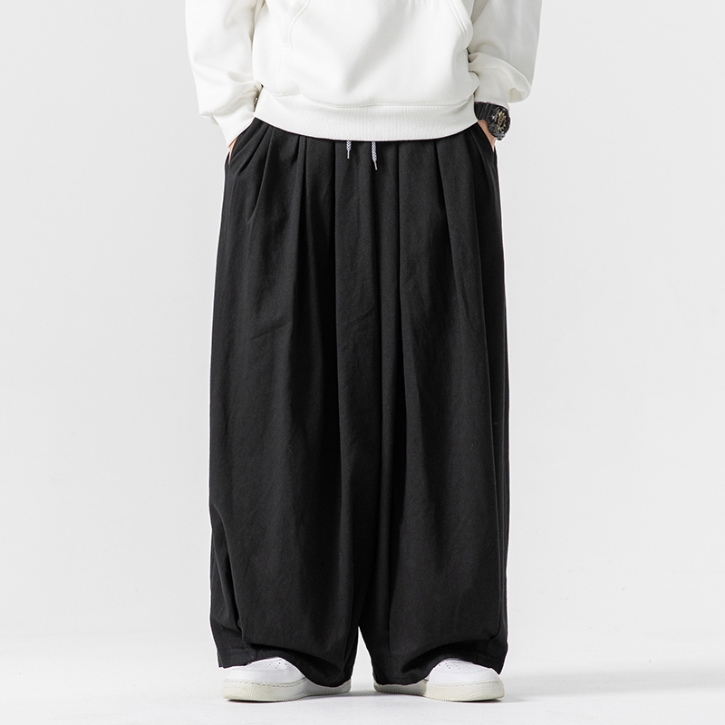 Stora herrbyxor med vida ben och elastisk midja, joggingbyxor med herrbyxor, casual, harembyxor, baggy, herr, mjukisbyxor, stor storlek 5xl: 4xl / Svart