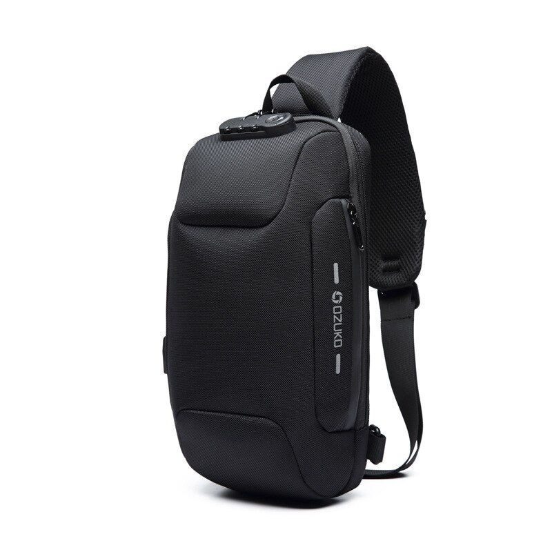 OZUKO 9223 multifunción bolso hombre de bloqueo Anti-robo de bolso de hombro corto viaje impermeable bolsos cruzados para hombre: black