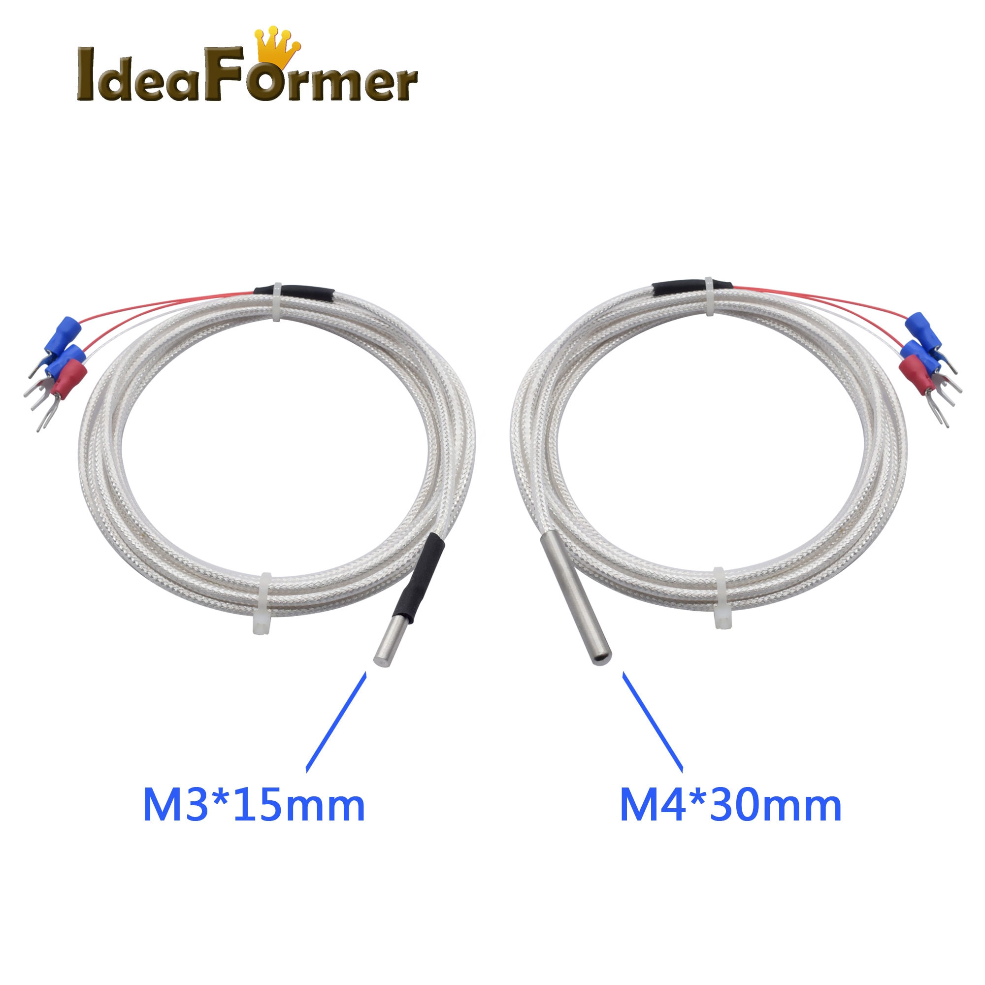 3d tulostin ultimaker 2 um2 pt100 lämpöpari anturi  m3 * 15/m4*30mm 2 metrin kaapeli lämpötilansäädin 3d tulostimen osat.