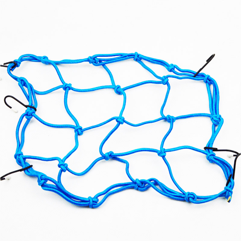 30 * 30cm 6 Hook Motorcycle Cargo Mesh Net Helmet Cargo Luggage Elastic Mesh Web Net Black Helmet Cargo Web Car String: Blue