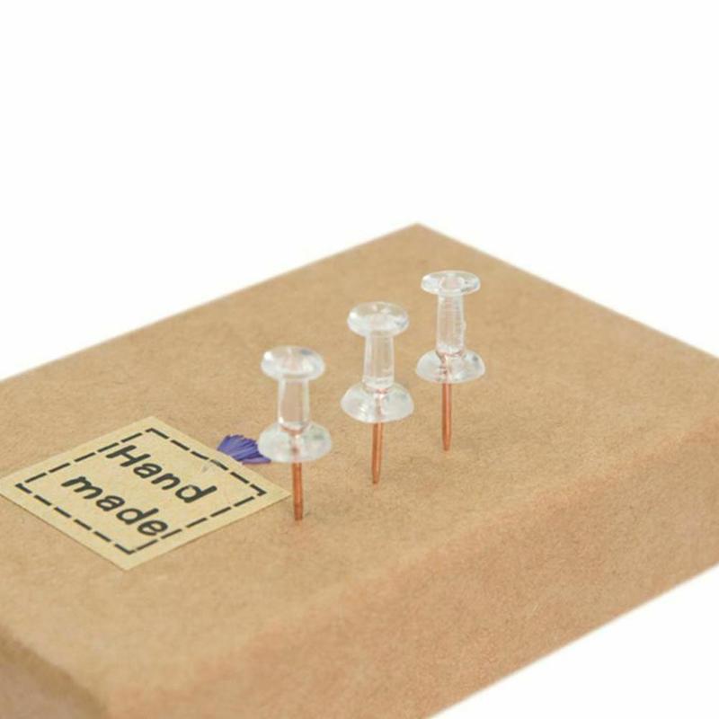 100 Pcs Transparent Push Pins Thumbtacks Rose Gold Board Supplies Office School Thumbtack Cute Point Steel Bulletin Decorat A5Z0