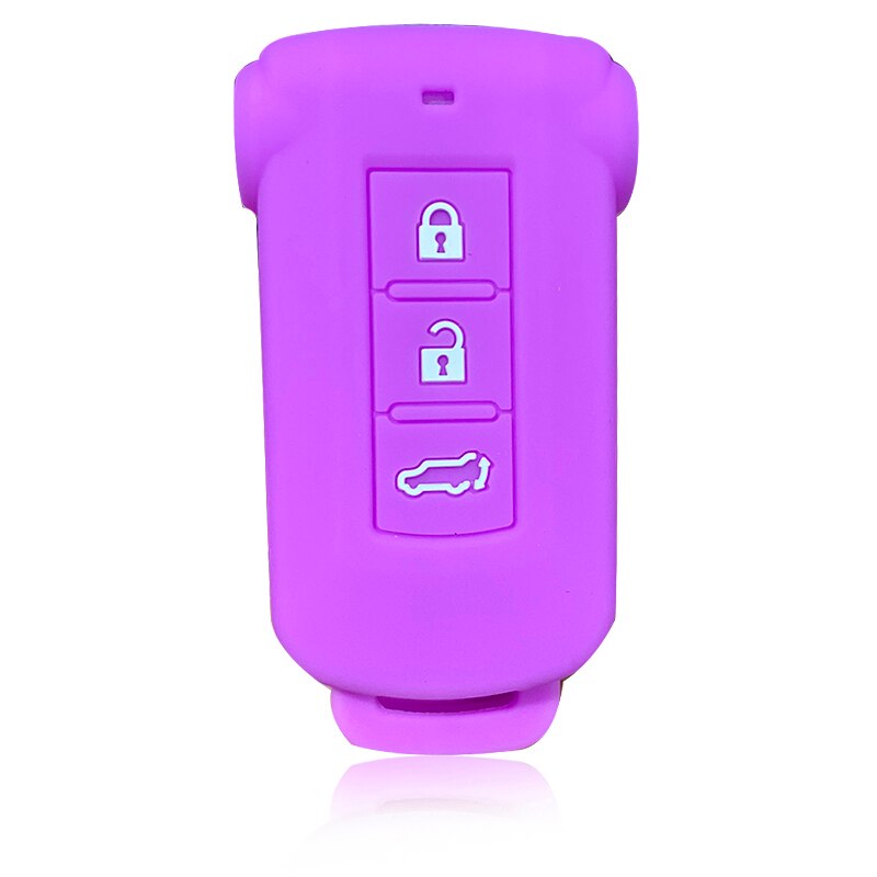 Silica Gel Car Key Cover Case For Mitsubishi Outlander Pajero Delica Key Holder Remote Control Case For Keychain Alarm: Purple